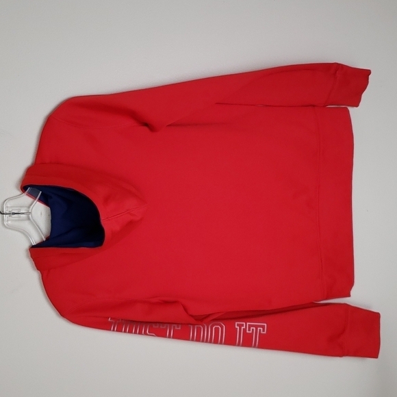 Nike 'just do it' red thermafit hoodie Center check, athletic, lounge, Sz small - Picture 6 of 7